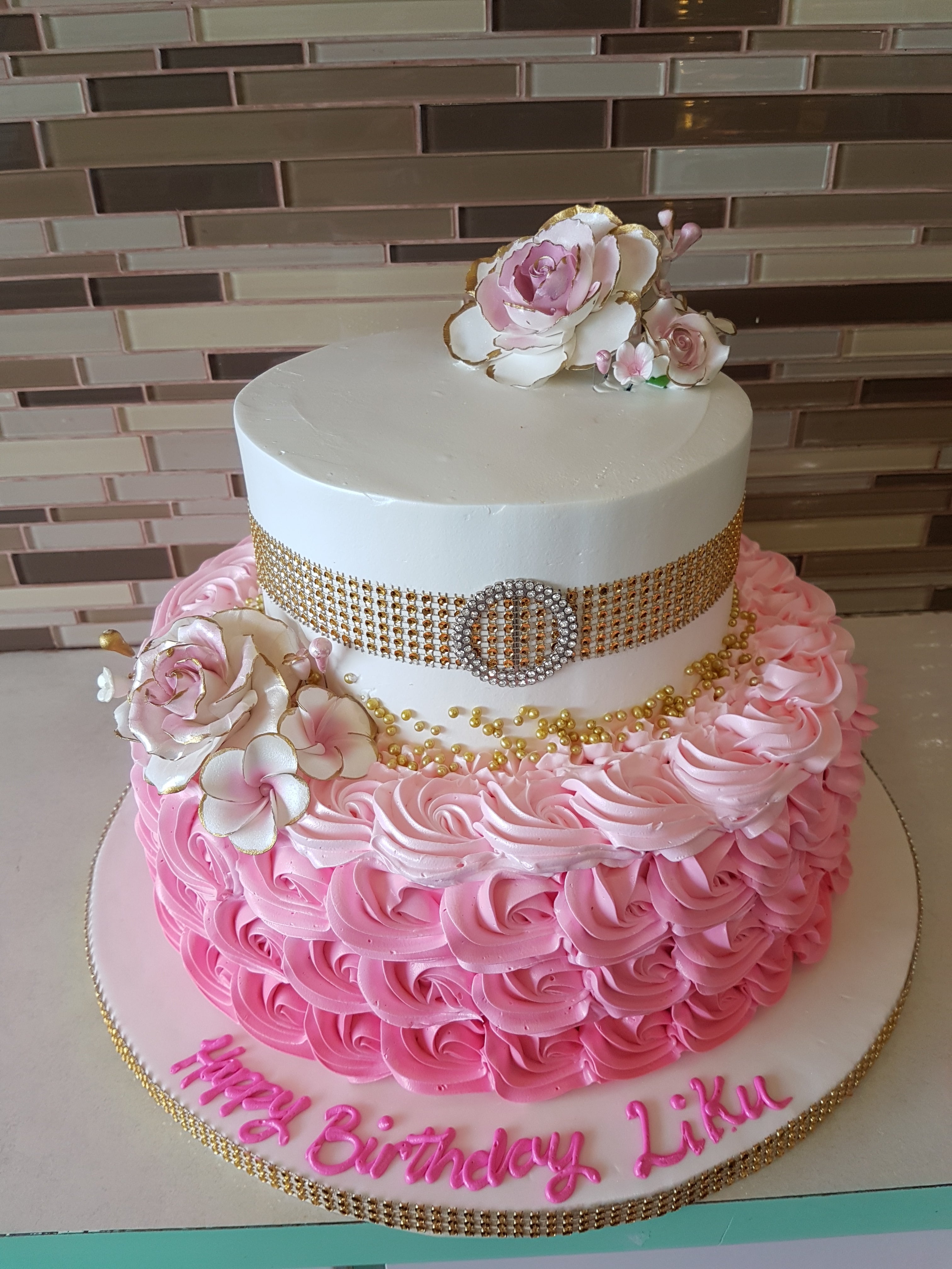 Two Tier Highs with Gold Leaf – Didi Cakes