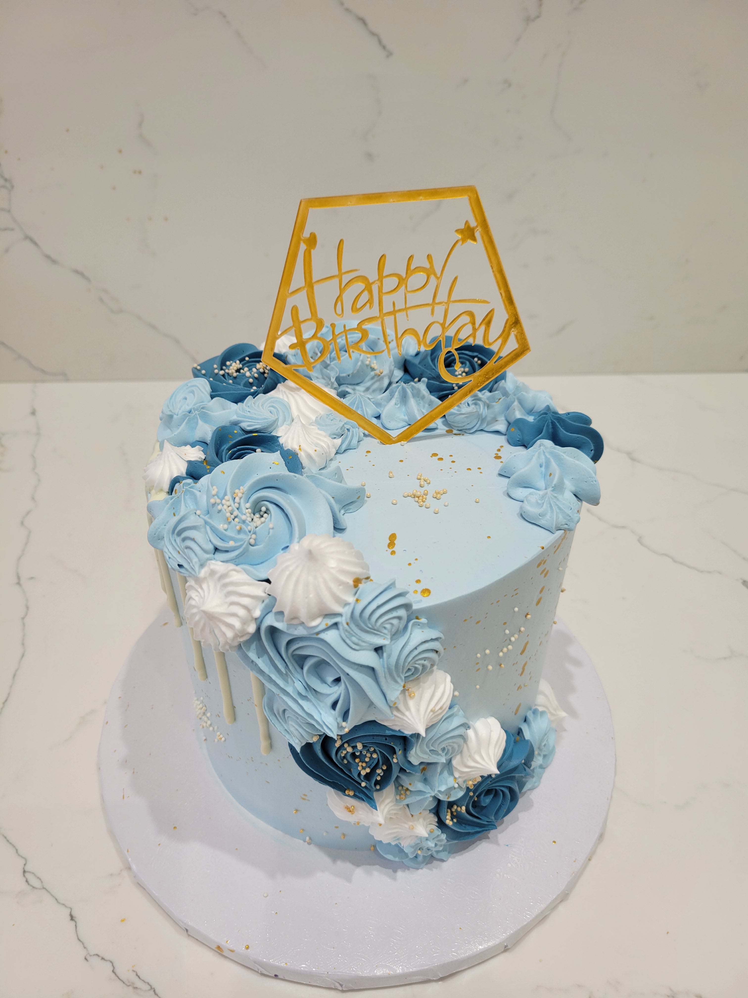 Blue Birthday Cake With Name Edit Option Online