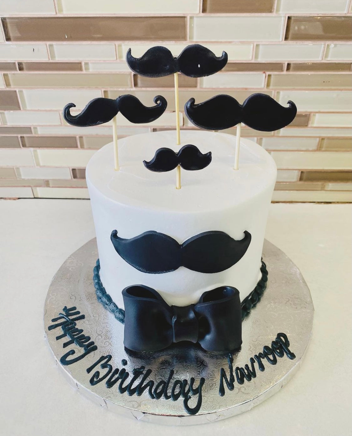 Dripping Drizzles - A simple Mustache birthday cake baked for a lovely wife  for her loving hubby.... Mango cake inside.... Buttercream frosting....  Thnx Piku baa 😍 | Facebook