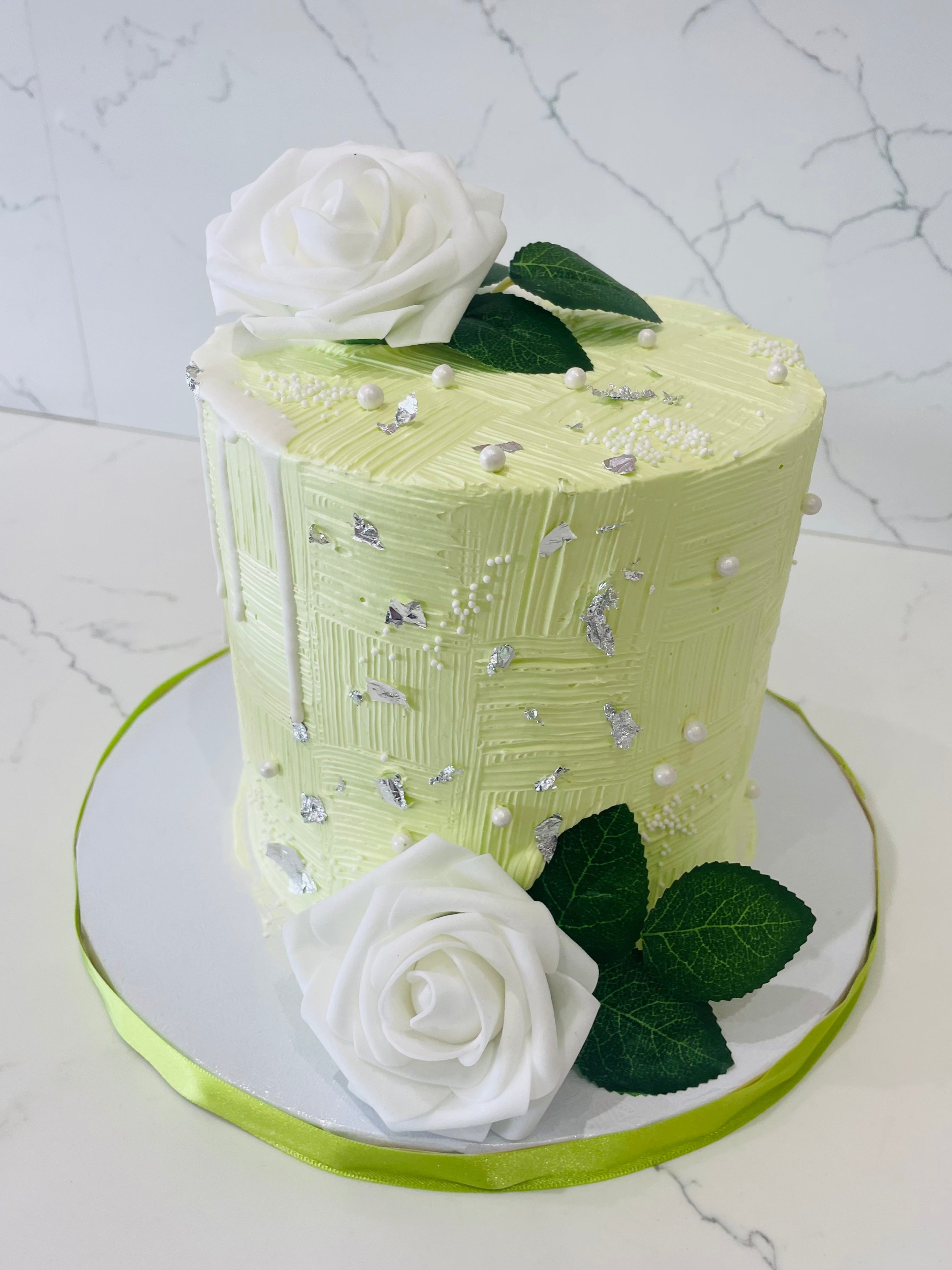Green Engagement Cake  Wedding Cake by Kukkr Cakes