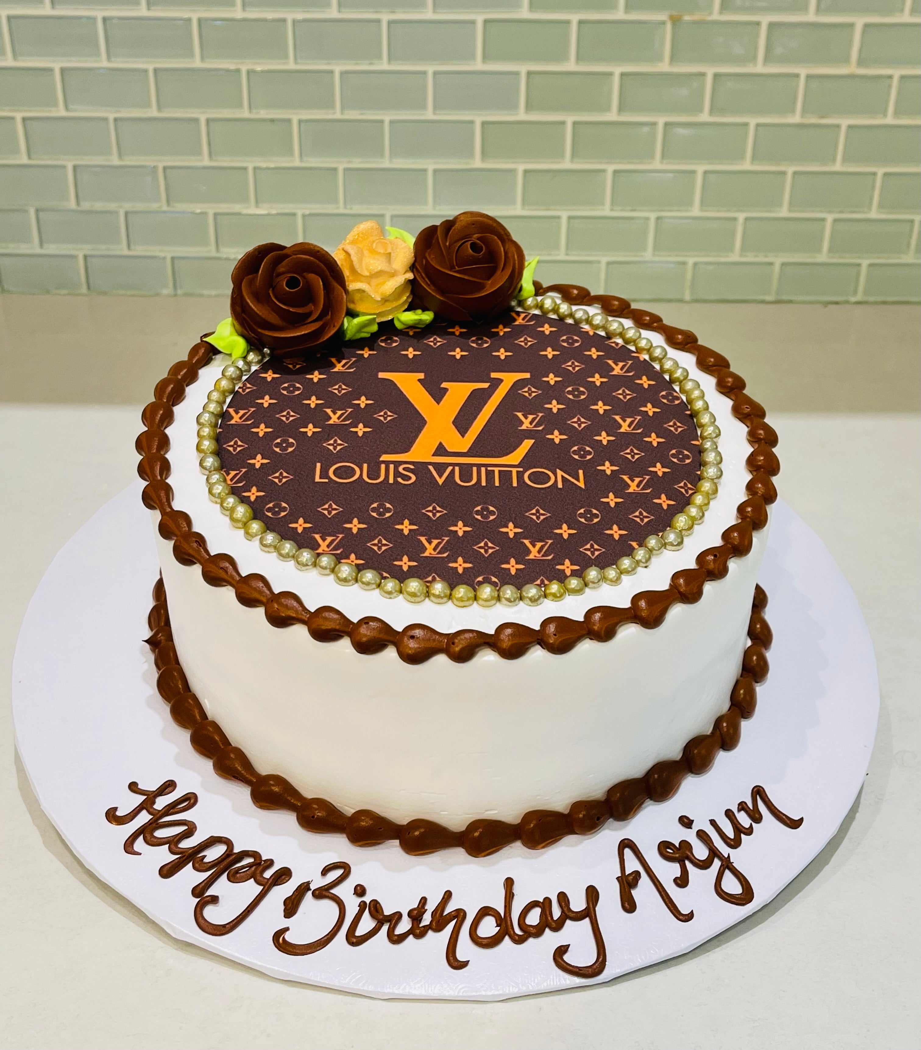 Louis Vuitton Birthday CakeRound shape  Paos cakes