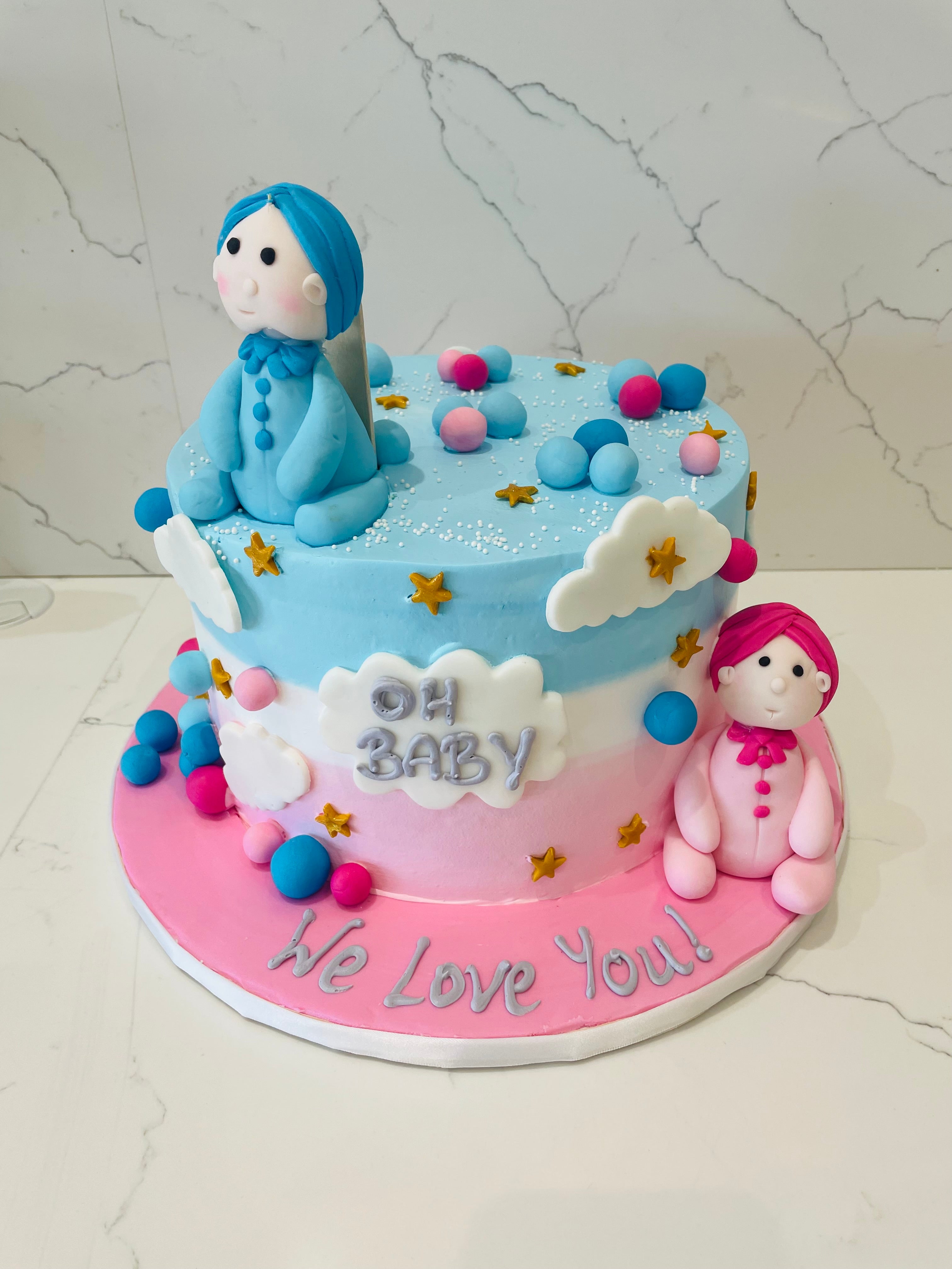 Baby girl twins cake
